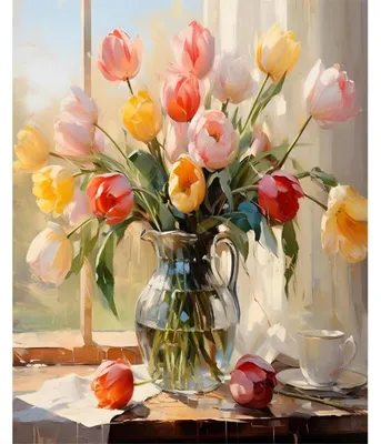 Obrázok produktu pre Obraz podľa čísel, sada tulipánov, 40x50 cm, pre dospelých a tínedžerov