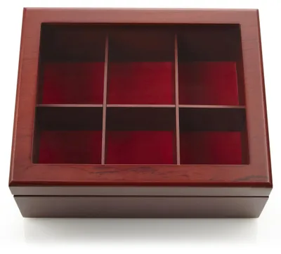 Productafbeelding van Luxe Houten Theedoos met 6 Vakken en Acryldeksel