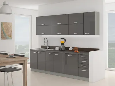 Obrázek produktu pro Kuchyně 260/260 cm RONG 4 - šedá / lesklá šedá