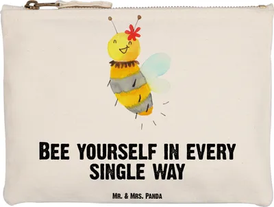 Produktbild von Mr. & Mrs. Panda Mäppchen Biene Blume Grösse XL Große - Weiß - Geschenk, Pouch, Stifteetui, kosmetiktäschchen, Federmappe, beauty case