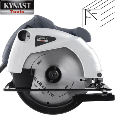 Produktbild von Kynast Tools Handkreissäge, Ø 185 mm Sägeblatt, max. Schnitttiefe 63 mm, Gehrungsschnitte bis 45°, 4.800 U/min, 1300 Watt, Grau / Schwarz