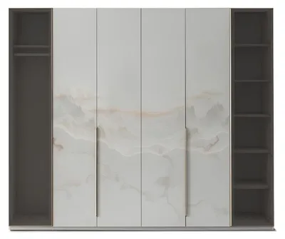 Image de Ensemble de chambre à coucher : table de chevet, lit, armoire, commode, miroir, blanc