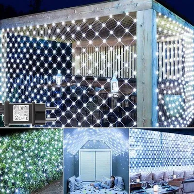 Obrázok produktu pre Biela svetelná reťaz s 200 LED diódami, 3 x 2 m, vodotesná, s časovačom