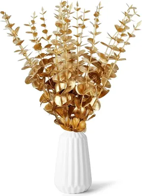 Image de Eucalyptus artificiel branche d'or feuilles décoration 20 pièces - plantes artificielles pour décoration de table fête de Noël