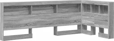 Image de vidaXL Tête de lit avec rangement, en bois imitation Sonoma gris