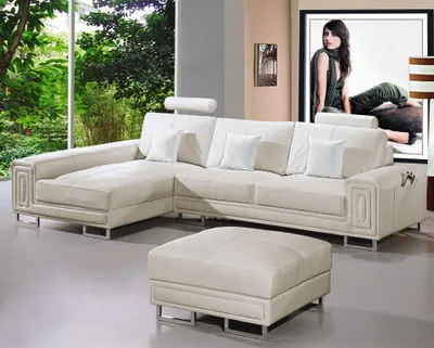 Produktbild von Ledersofa Sofa Couch Polster Eck Garnitur 190x334cm Wohnlandschaft L-Form 2265