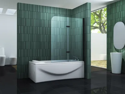 Produktbild von Duschtrennwand TWO - schwarz 120 x 140 (Badewanne)