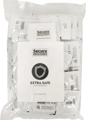 Zdjęcie produktu dla Secura Extra Safe 100 szt. - prezerwatywy o zwiększonej grubości, bezwonne