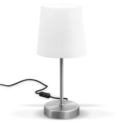 Immagine prodotto di B.K.Licht Lampada da comodino, Lampada da tavolo con paralume in tessuto bianco, adatta per lampadina E14 non inclusa max 25W, altezza 30.8cm, abat-jour per camera con interruttore sul filo, IP20