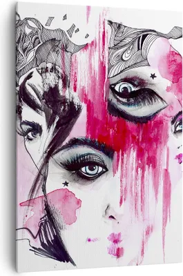 Produktbild von Bild auf Leinwand - Leinwandbild - Einteilig - Frauen Gesichter Augen illustration - 70x100cm - Wand Bild - Wandbilder - Leinwanddruck - Wanddekoration - Leinwand bilder - Wandbild - PA70x100-3095