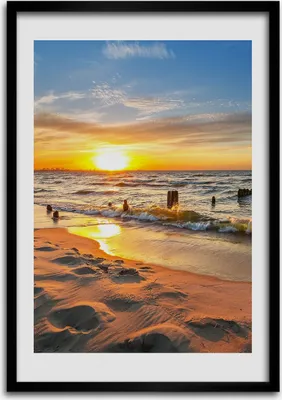 Produktbild von Bild - Bilderrahmen - Foto - 70 cm x 100 cm - MDF - Rahmen - Wandkunst - Sonnenuntergang Meer