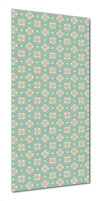 Produktbild von Wallario selbstklebende Duschrückwand 70 x 190 cm mit Motiv Muster in rot weiß auf grün - Blütenblätter - Wandverkleidung mit Hochglanzlaminat in Glasoptik