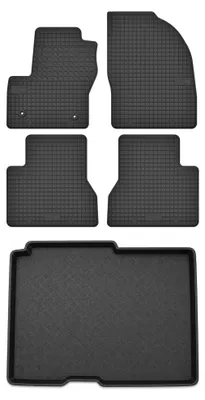 Produktbild von Gummimatten + Kofferraumwanne für Ford Tourneo Connect II 2013-2017 (Minivan/Kombi, 5-Sitzer) – Schwarz, passgenau – Wielganizator
