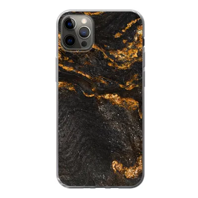Produktbild von MuchoWow® Handyhülle Schutzhülle Hülle für iPhone 12 Pro Max Marmor - Limette - Schwarz - Gold - Marmoroptik - Luxus Silikon Softcase Handy Hülle - Hartschale