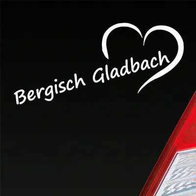 Produktbild von Auto Aufkleber Bergisch Gladbach Herz Stadt City Liebe Love 19,5x8 cm Weiss Glanz Sticker Heckscheibenaufkleber