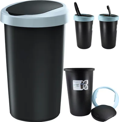 Zdjęcie produktu dla Kosz na śmieci COMPACTA R NRAB25 - smooth gray/czarny, Prosperplast, NRAB25-429U_S411
