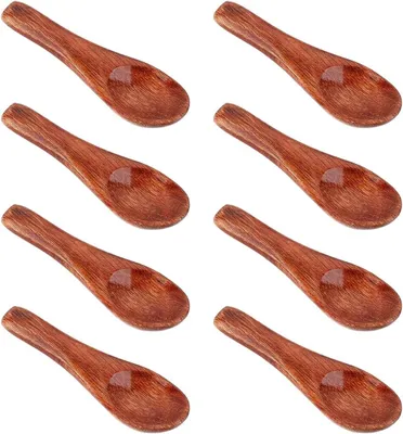 Obrázek produktu pro Malá sada dřevěných lžiček, 8 kusů, rozměry 6 x 1,8 cm, vhodná pro koření a dezerty