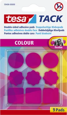 Produktbild von tesa TACK Klebepads pink transparent beidseitig klebend