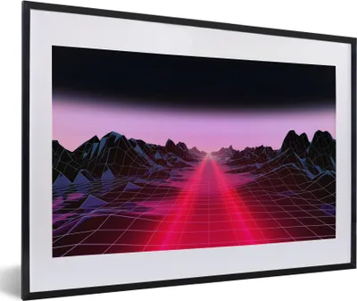 Produktbild von MuchoWow® Gerahmtes Poster Spiele - Futuristisch - Neon 60x40 cm - Poster mit Schwarzem Bilderrahmen Wandposter Rahmen Foto Bilder - Schlafzimmer - Plakat in Rahmen - Drucken