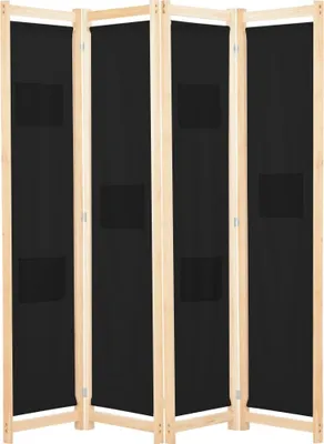 Produktbild von 4-teiliger Raumteiler Schwarz 160 x 170 x 4 cm Stoff