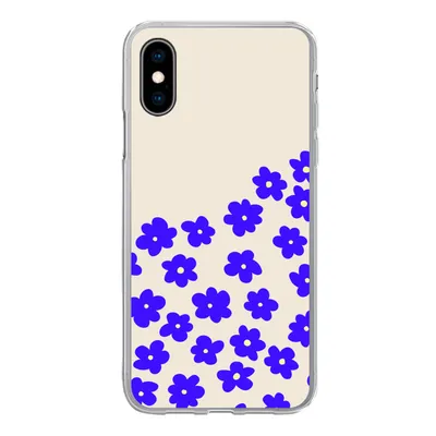 Produktbild von MuchoWow® Handyhülle Schutzhülle Hülle für iPhone X Blume - Blau - Muster Silikon Softcase Handy Hülle - Handyhülle