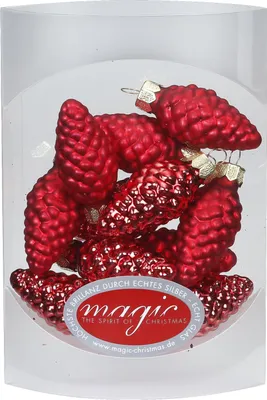 Produktbild von Christbaumschmuck Zapfen Glas 4.5cm, 12 Stück, Farbe:Rot glanz / matt
