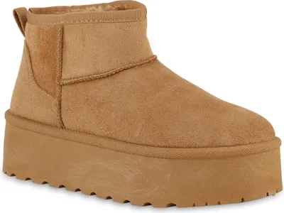Produktbild von VAN HILL Damen Warm Gefüttert Winter Boots Stiefeletten Profil-Sohle Schuhe 841471, Farbe: Hellbraun, Größe: 39