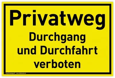 Produktbild von Schild Privatweg | PVC 30 x 20 cm | Durchgang und Durchfahrt verboten | gelb ...