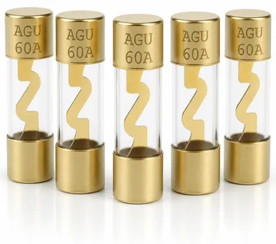 AGU-Sicherung 60A 10x38mm, 5 Stück, vergoldet, für Auto-Audio