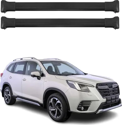 Image de Barres de toit transversales pour Subaru Forester 2018-2020 Aluminium Noir