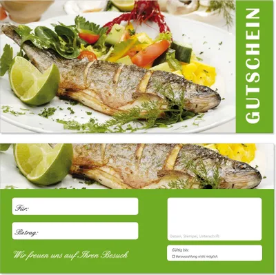 Produktbild von 200 Stück Geschenkgutscheine (Fisch-688) Gutscheine Gutscheinkarten für Gastronomie Bereiche wie Restaurant Gaststätte Lieferdienst Fischhandel