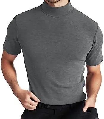 Produktbild von Herren-Kurzarmshirt mit Rollkragen, einfarbig und in Slim-Fit-Passform