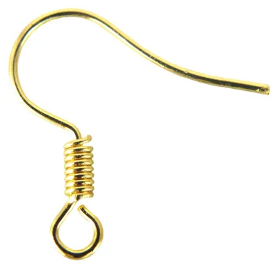20 Ohrhaken mit Öse und Feder, gold