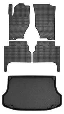 Image de Tapis en caoutchouc + bac de coffre pour Kia Sorento I 2003-2009 (5 places) – 5 pièces, noirs, sur mesure