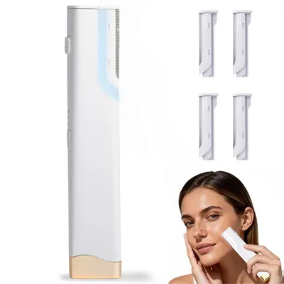 Produktbild von Gesichtsrasierer elektrisch, Haarentferner mit 3-stufiger Schalltechnologie, LED-Licht, USB-C wiederaufladbar, inklusive Ersatzköpfen