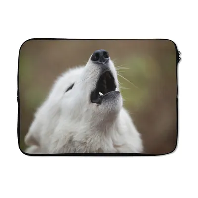 Produktbild von MuchoWow® Laptop Hülle 13 Zoll Wolf - Weiß - Tier Laptoptasche - Laptophülle - Sleeve - Rundumschutz