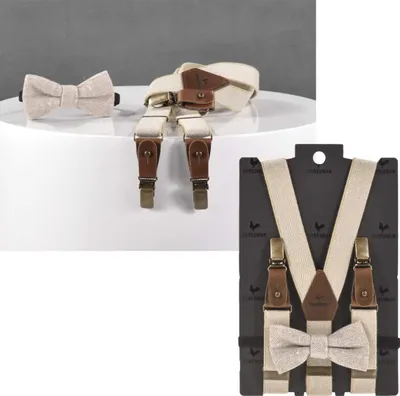 Produktbild von Sir Redman Hosenträger Kinder Y-Form 25mm im Set mit Fliege Kinderhosenträger taupe