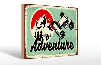 Produktbild von Holzschild Retro 30x20cm Adventure Abenteuer Outdoor