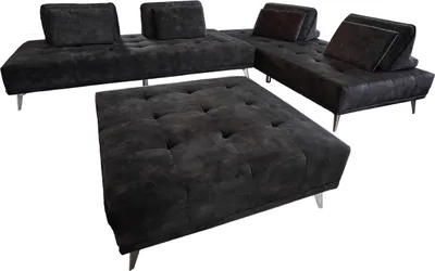 Produktbild von KAWOLA Sofa WIOLO Ecksofa velvet mit Hocker anthrazit