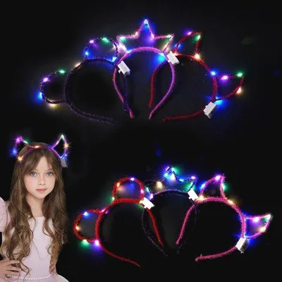Productafbeelding van Lichtgevende Haarbanden met Dierenoren voor Feestjes, Halloween en Cosplay