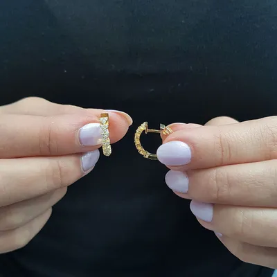 Produktbild von Pfeil Creolen Diamanten Brillant Schliff Ohrringe 14 Karat Gelbgold