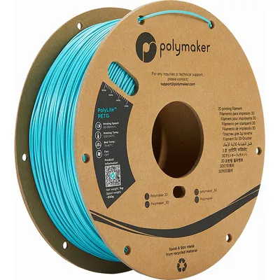 Image de Polymaker PolyLite PETG, Couleur:Turquoise, Taille du filament:1.75mm, Poids:1 kg