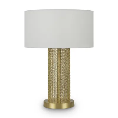 Zdjęcie produktu dla Lampa stołowa, stal nierdzewna, tkanina, złoto, wys. 47 cm