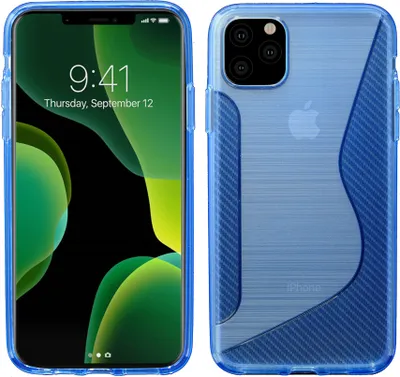 Immagine prodotto di cofi1453® S-Line Custodia Bumper compatibile con iPhone 11 Pro Max Custodia in silicone Custodia antiurto per telefoni cellulari Custodia TPU Cover in blu