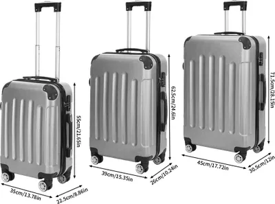 Immagine prodotto di Valigia rigida da viaggio set di valigie set di trolley 3 pz. Grigio