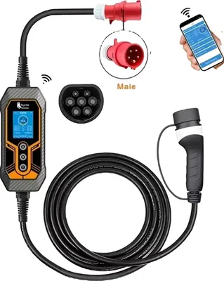 Obrázek produktu pro Přenosná nabíječka pro elektromobily, výkon 11 kW, nastavitelný proud od 8 A do 16 A, TYP2