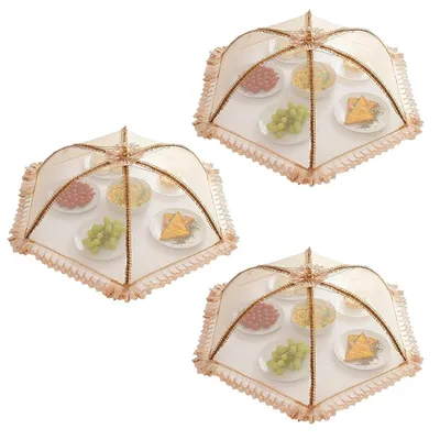 Produktbild von Faltbare Speisenabdeckungen im 3er Set, Schutz vor Staub & Insekten, Ideal für Küche, Picknick und Lebensmittel-Aufbewahrung