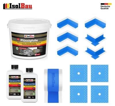 Dichtset Dusche Flüssigfolie 12 kg Bad Abdichtset Dichtband Set Duschelement