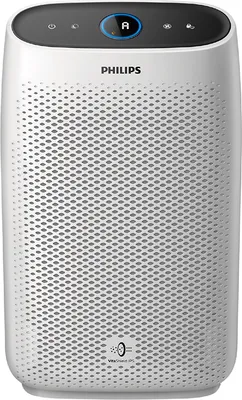 A white Philips air purifier is shown from the front against a white background.