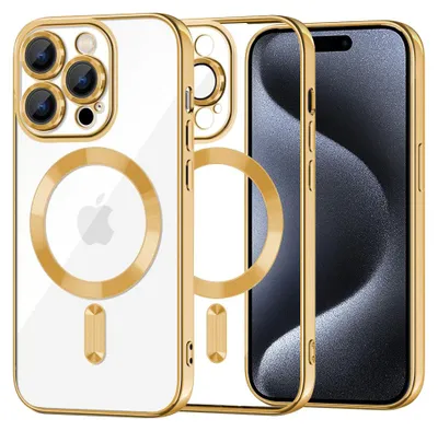 Obrázok produktu pre Techsuit Luxury Crystal MagSafe puzdro pre iPhone 15 Pro – zlaté (Gold)